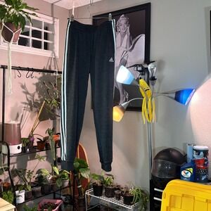 Adidas Women's Athletic Track Pants Heathered‎ Gray 3 Stripe Joggers Large